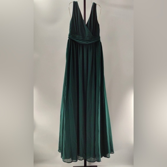Lulus Thoughts of Hue Emerald Green Surplice Maxi Dress L NWT - Picture 6 of 8